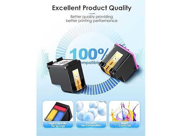 TECKKIN 65XL HP Ink Set, 3-Pack