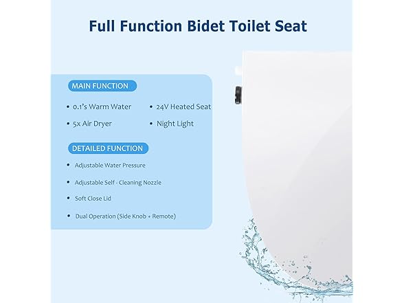 KAPOGO Bidet Toilet Seat Heated Bidet With Dryer