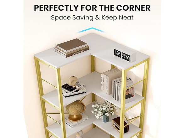 Gujiam 5-Tier Corner Bookshelf