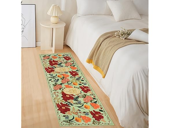 ROTTOGOON W0766 Floral Hallway Runner Rug 2'x6' Green