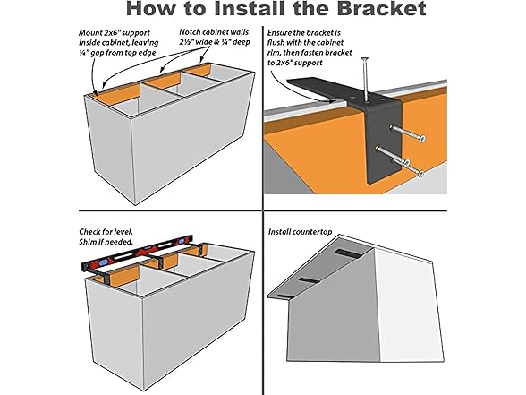 Countertop Support Bracket 18 Inch 3 Pack 3/8"