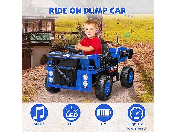 12V Ride On Dump Truck,Blue