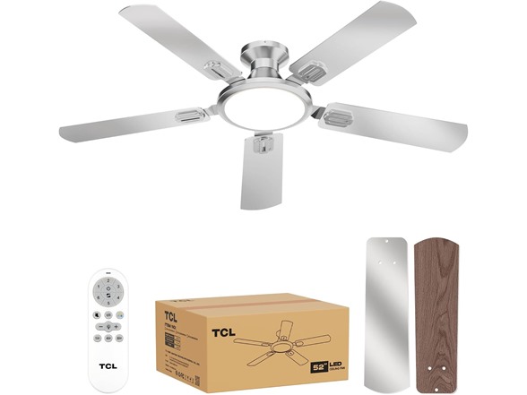 TCL 52 TCL 52 Low Profile Ceiling Fan w/ Light Silver