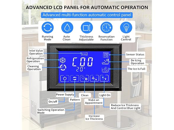 300W Commercial Ice Maker, 110 Lbs/Day