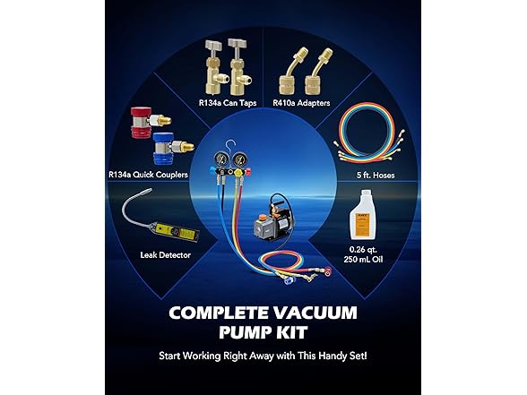 Orion Motor Tech AC Vacuum Pump and Gauge Set