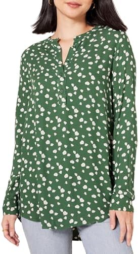 Amazon Essentials Women's Long-Sleeve Woven Blouse, Green Floral, XX-Large