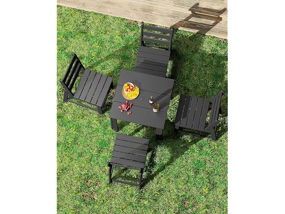 GREENVINES HDPE Outdoor Dining Chairs Set of 2, Armless Chair, Black