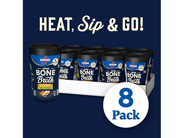 Swanson Chicken Bone Broth Ginger Turmeric 8pk