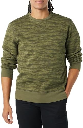 Amazon Essentials Men's Fleece Crewneck Sweatshirt - Green Abstract Camo, X-Small (Available in Big & Tall Sizes)