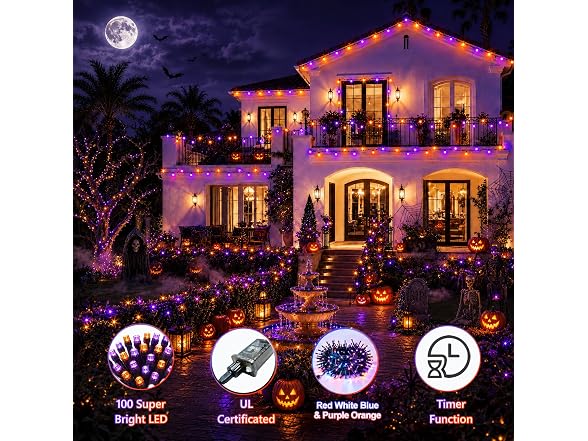 Forlivese 2 Pack 100 LED Halloween Lights