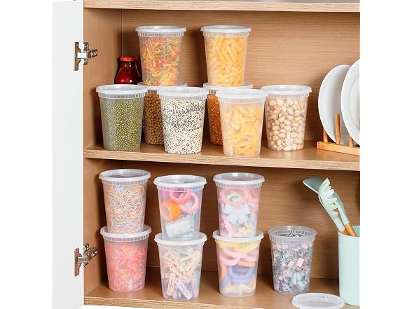 Plastic Deli Containers with Lids 8 oz (Pack of 50) 