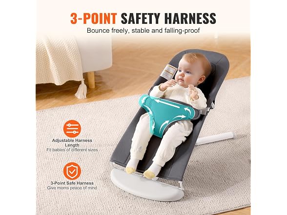 Baby Bouncer, Folding Bouncer Seat for 3-Point