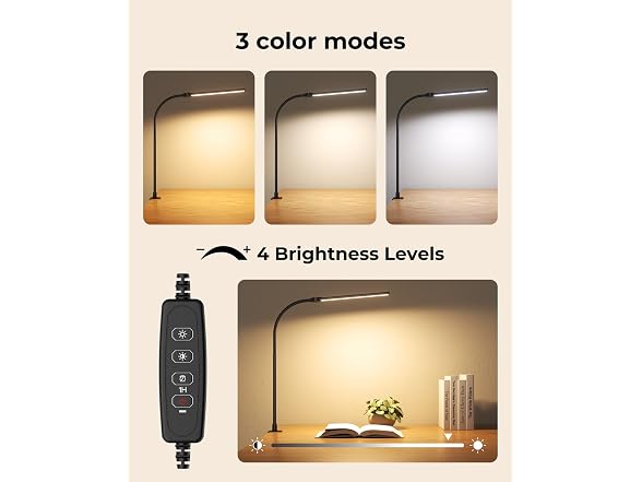 LED Desk Lamp with Clamp for Home Office