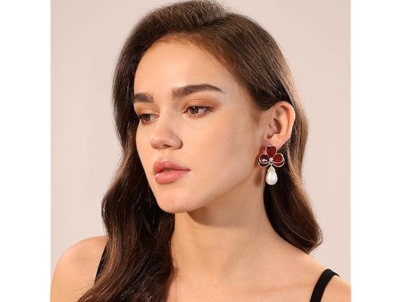 Flower Teardrop Pearl Dangle Earrings