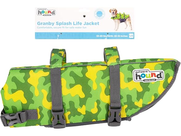 Outward Hound Granby Splash Camo Dog Life Ja