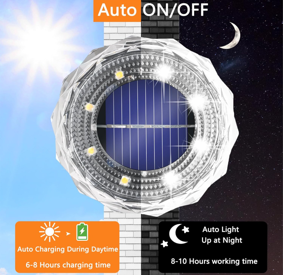Hakol 12-Pk Solar Ground Light Outdoor Cool White - Gallery 12