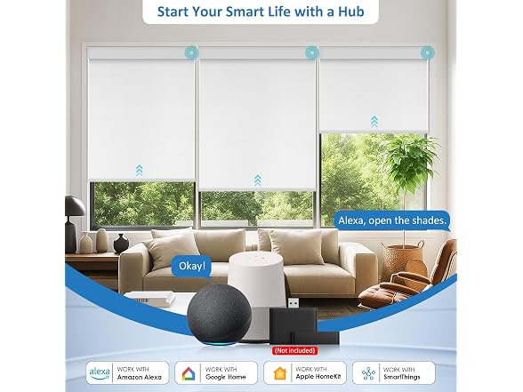 MANSNIX 34.5" x 72" White Motorized Blackout Blinds