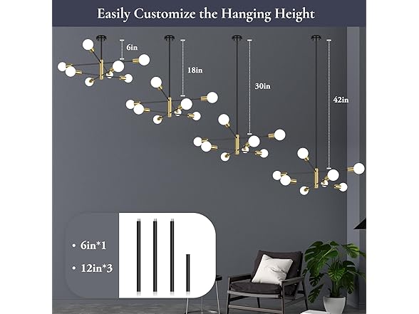 BesLowe 8-Light Modern Sputnik Chandelier