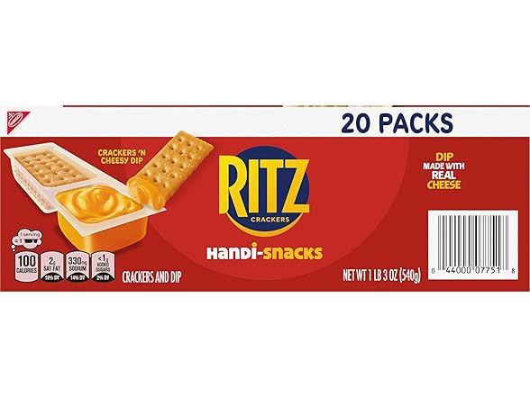 20PK Handi-Snacks RITZ Crackers 'N Cheesy Dip Snacks