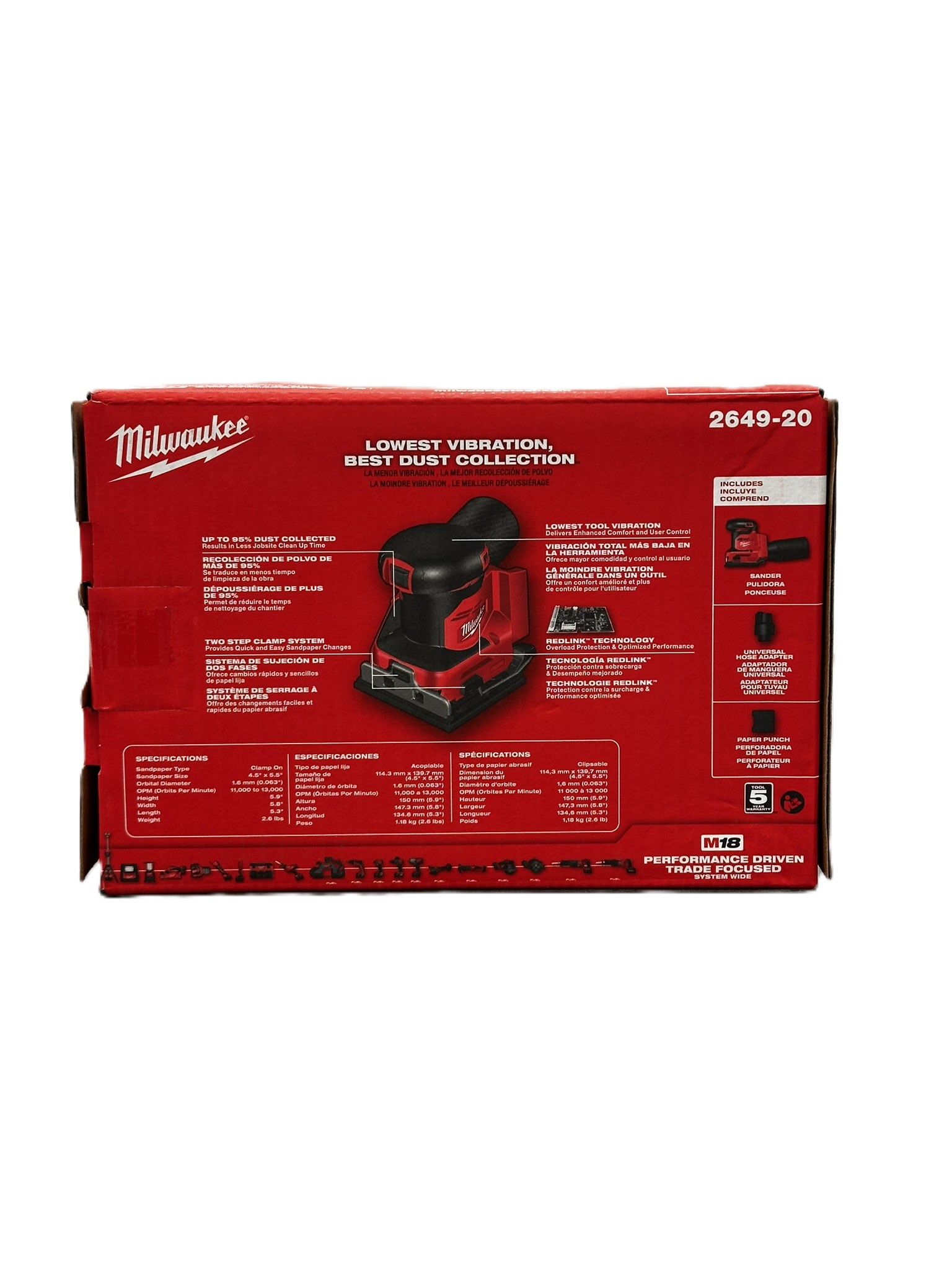 Milwaukee 2649-20 M18 18V 1/4 in. Sheet Sander - Gallery 4