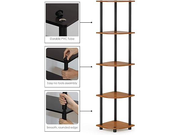 Furinno Furinno TURN-N-TUBE Corner Shelf, 5-Tier