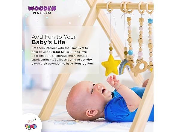 Wooden Baby Play Gym with Hanging Toys