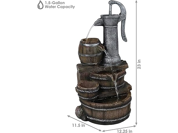 Sunnydaze Cozy Farmhouse Pump and Barrels 23-Inch