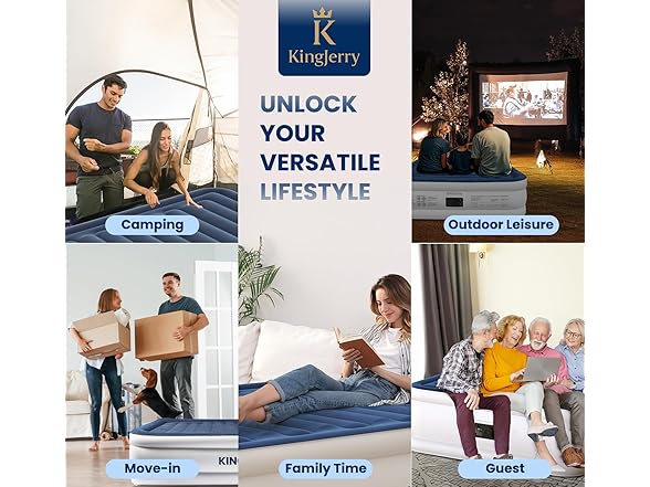 KINGJERRY W2064 Queen Air Mattress with Built in Pump