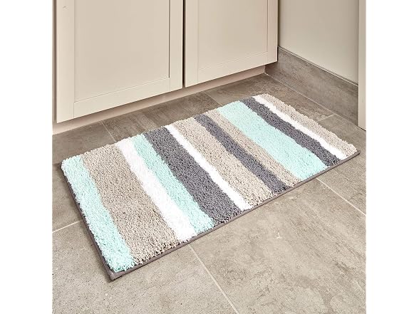 iDesign Stripz Bath, Microfiber Accent Rug