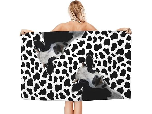 Milk Cow Print Black and White Beach Towel So