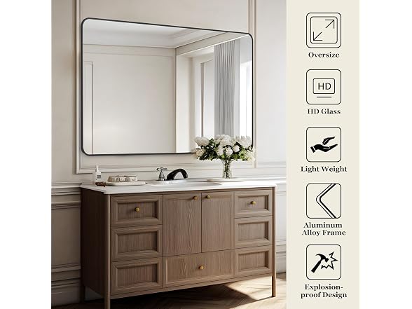 SNUGACE Black Framed Bathroom Vanity Mirror