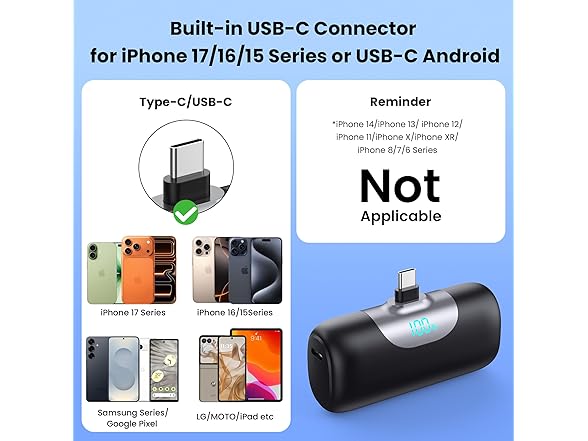 5500mAh Mini USB C Power Bank