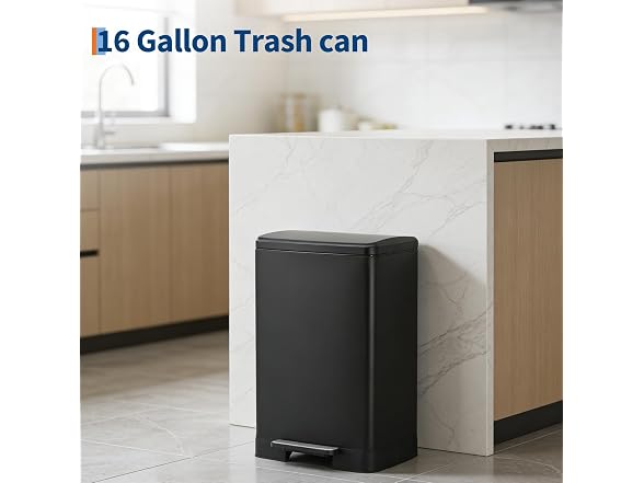 OUTLANE 60L Trash Can,Black