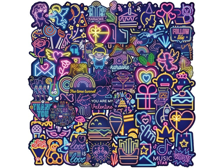 200 PC Random Neon Themed Stickers
