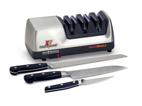 Chef'sChoice Hone Electric Knife Sharpener for 15 and 20-Degree Knives 100% Diamond Abrasive Stropping Precision Guides for Straight and Serrated