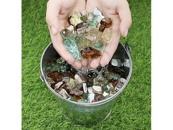 Grisun Fire Glass Mixed Color for Fire Pit, 1/2 Inch 10lbs