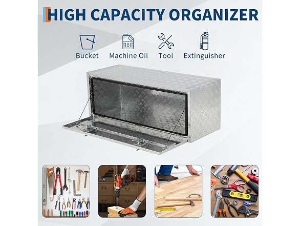 MOVECOM Heavy Duty Aluminum Underbody Tool Box Silver