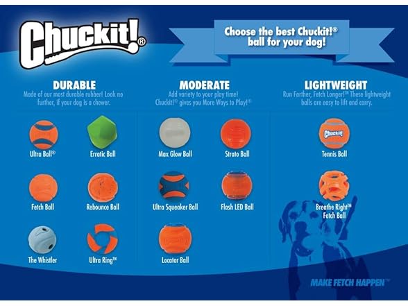 Chuckit! High-Bounce Rubber Fetch Ball, Large 3"