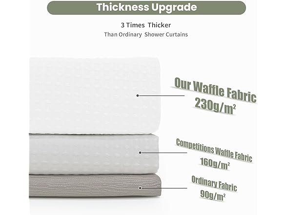Inhousolu Fabric Shower Curtain Waffle Weave