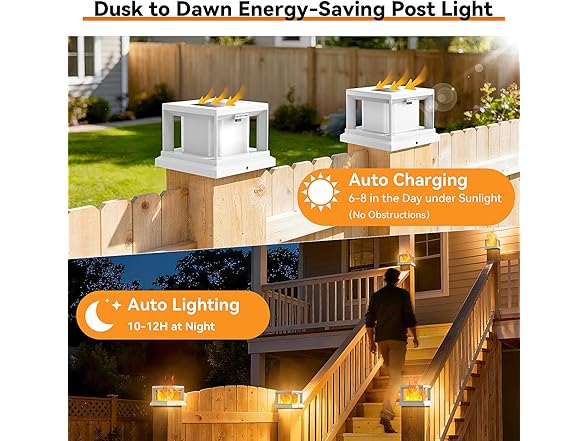 Brightever Solar Post Cap Flame Light Outdoor
