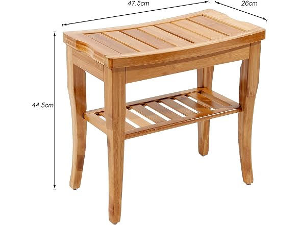 soges Bamboo Shower Bench, Waterproof Stool