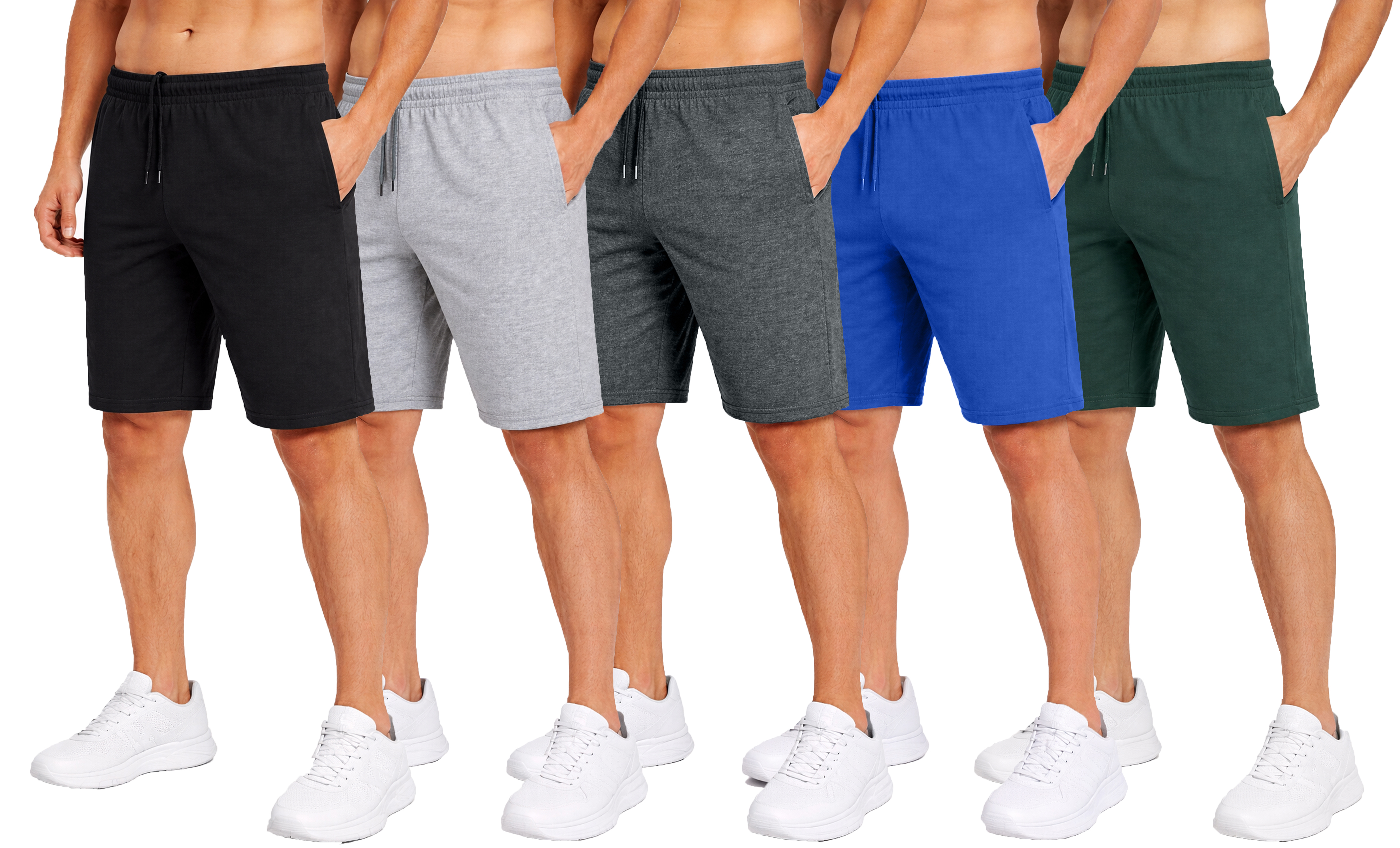 10Pk Mens Cotton Blend Lounge Shorts - Gallery 8