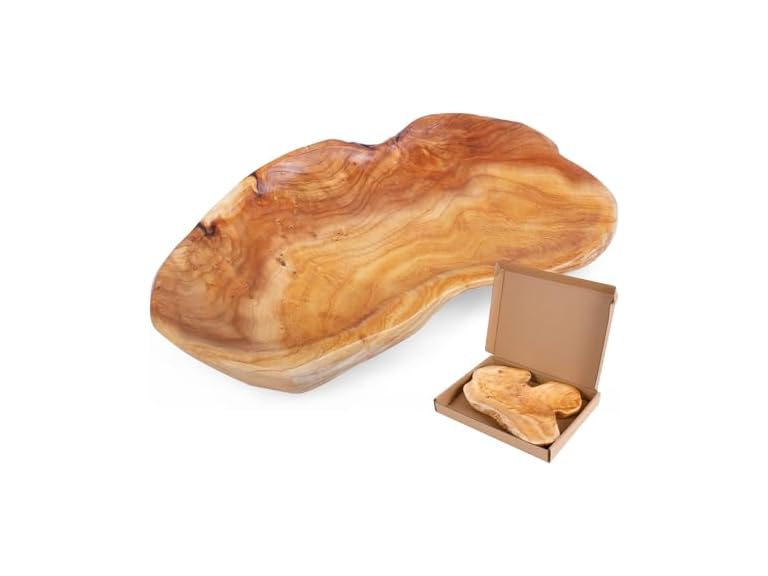 BTEOBFY Natural Wood Fruit Bowl 11-13 inch