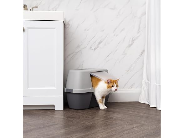 IRIS USA Cat Litter Box - Enclosed Corner Litter Box