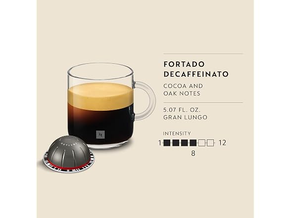 Nespresso Vertuo Fortado Decaffeinato Gran Lungo, 60-Count
