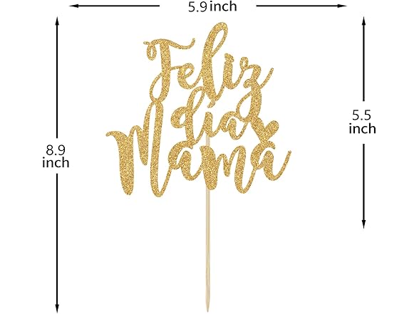 Gold Glitter Feliz Dia Mama Cake Topper