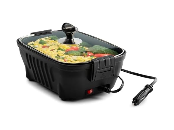 Zone Tech CT0008 12V Personal Roaster with Glass Lid Black