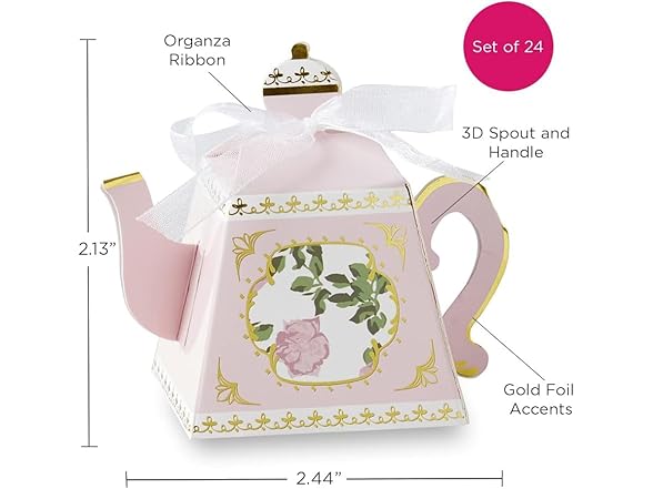 Kate Aspen Teapot Tea Party Favor Box (Set of 24)