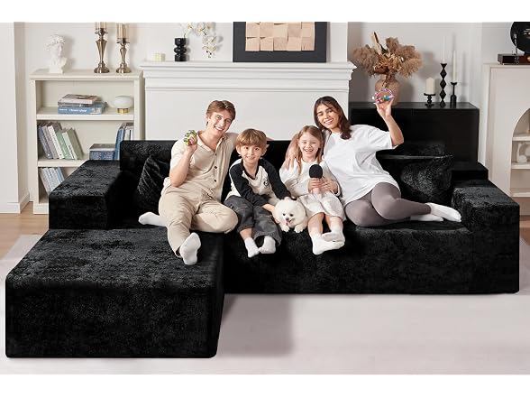 HABUTWAY 105" Velvet L-Shape Sectional
