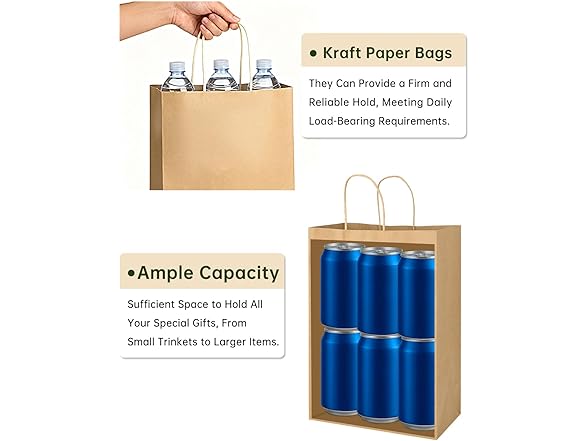 Gift Bags 8x4.25x10.5 100Pcs